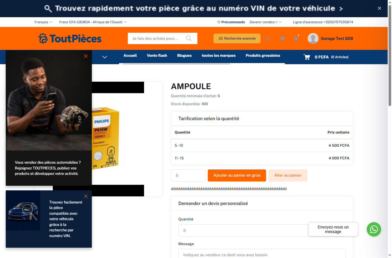 Plaquettes de frein QA Grossiste